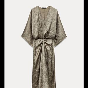 Zara Shimmering Olive Dress